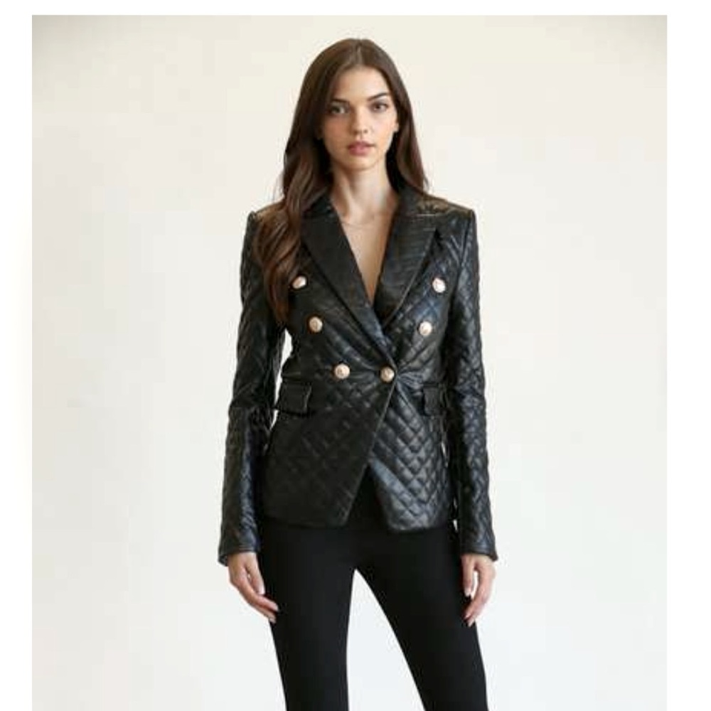 #284 black “coco” vegan leather jacket